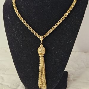 Vintage filigree ball tassel necklace